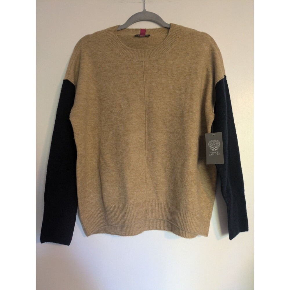 Vince Camuto Two-Tone Color Block Navy Beige Pullover sweater  SZ XS NwT